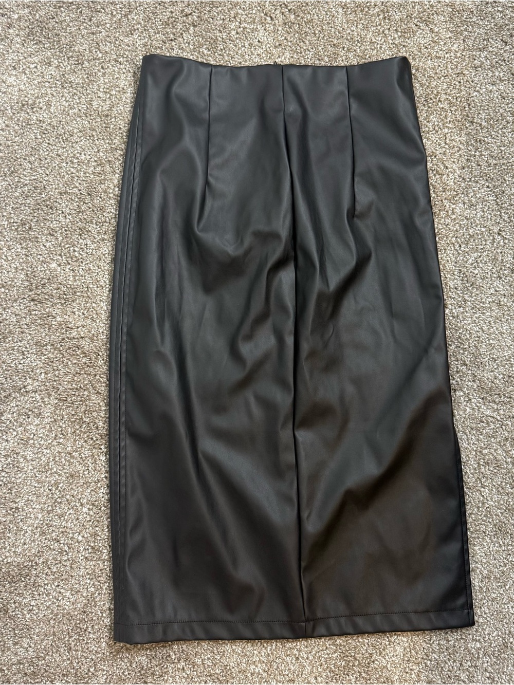 Black Faux Leather Pencil Skirt - Classic Women's Skirt